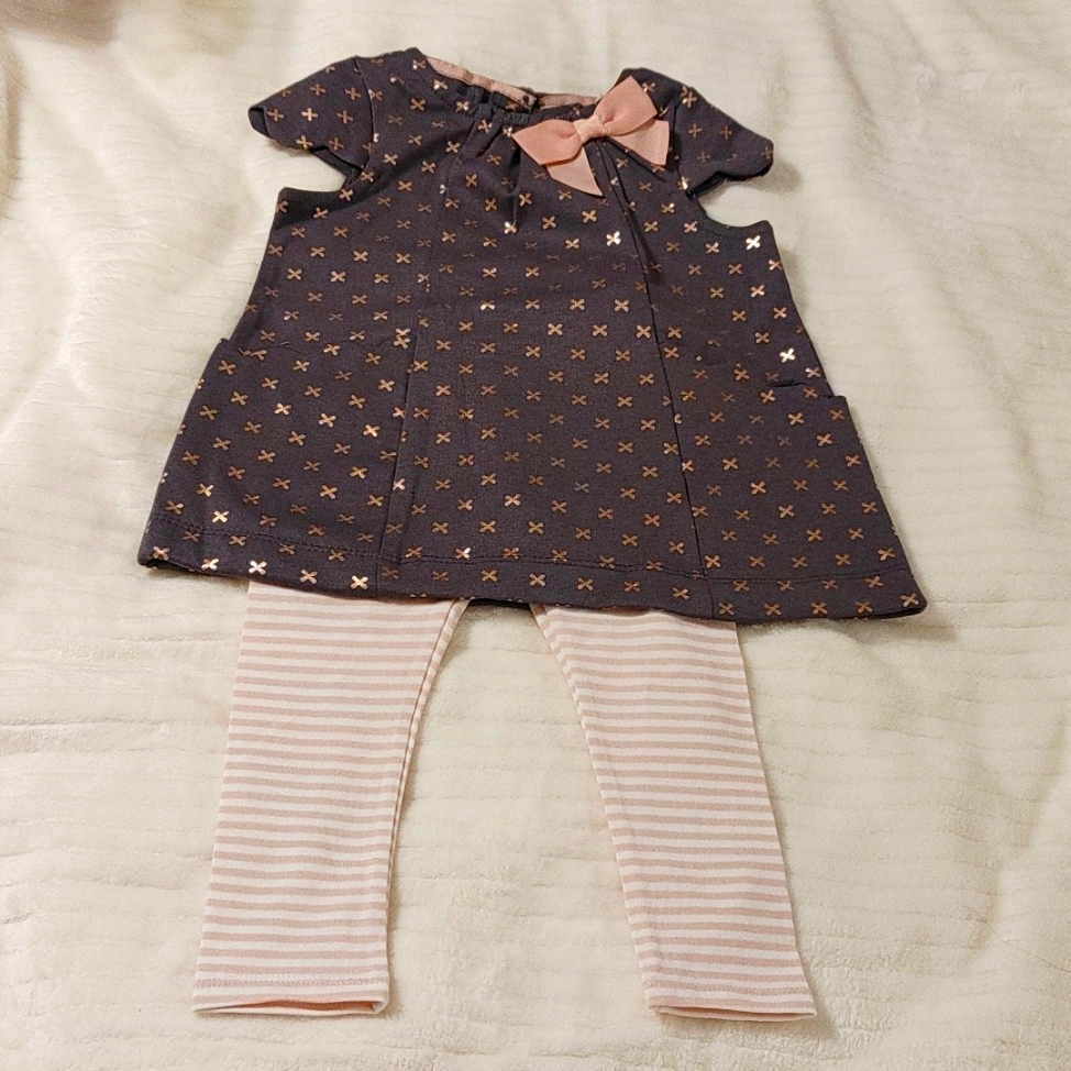 Catherine Malandrino Pink And Grey 2 Pieces Baby Girls Set Size 12 Months
